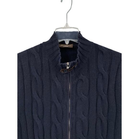 Doriani Cashmere Cardigan Sweater Full Zip Cable Knit Blue Men's Size 60 XL - Picture 2 of 16